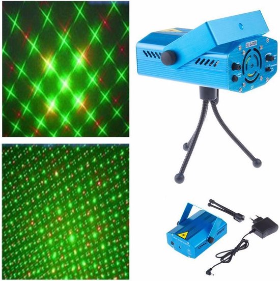 LED Lasershow - Mini Stage Light - Discolamp Laser Op Geluid - Rood & Groen - voor Kerst, Verjaardagen, Feestjes