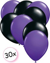 Ballonnen Paars & Zwart 30 stuks 27 cm