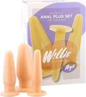 Willie Toys Anaalplug Set - Lengte: 12 / 13 /14 cm - 3 verschillende Buttplugs - beige - Voorzien van Zuignap