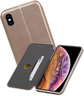 Slim Folio Case - Book Case Telefoonhoesje - Folio Flip Hoesje - Geschikt voor iPhone XS Max - Goud