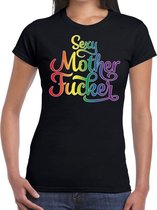 Sexy mother fucker gaypride shirt zwart voor dames S