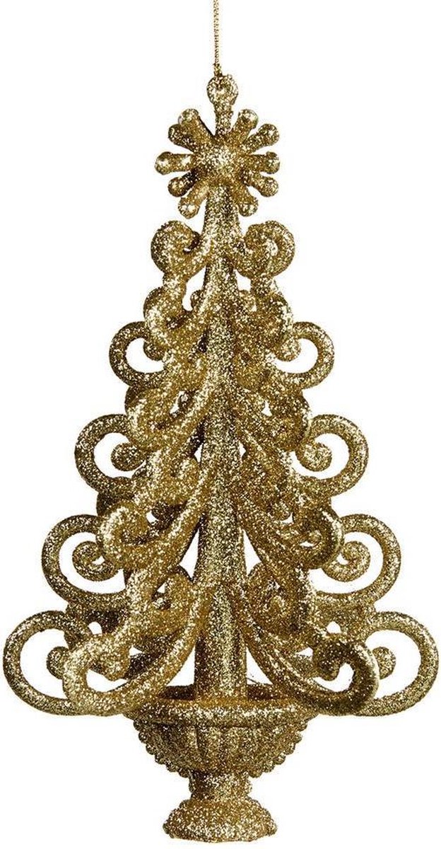 Goodwill Kerstbal-Kerstboom Glas Goud H 26 cm Voordeelaanbod per 2 stuks
