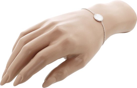 The Jewelry Collection Bracelet Nacre Et Zircone 1,3 mm 16,5 + 3 cm - Argent