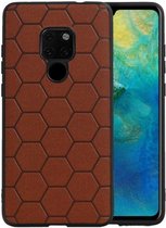 Hexagon Hard Case - Telefoonhoesje - Backcover Hoesje - achterkant hoesje - Geschikt voor Huawei Mate 20 - Bruin