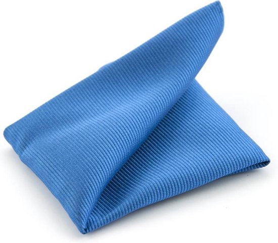Azuurblauwe pochet 100% zijde