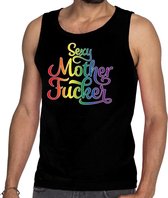 Sexy mother fucker gaypride tanktop zwart heren M