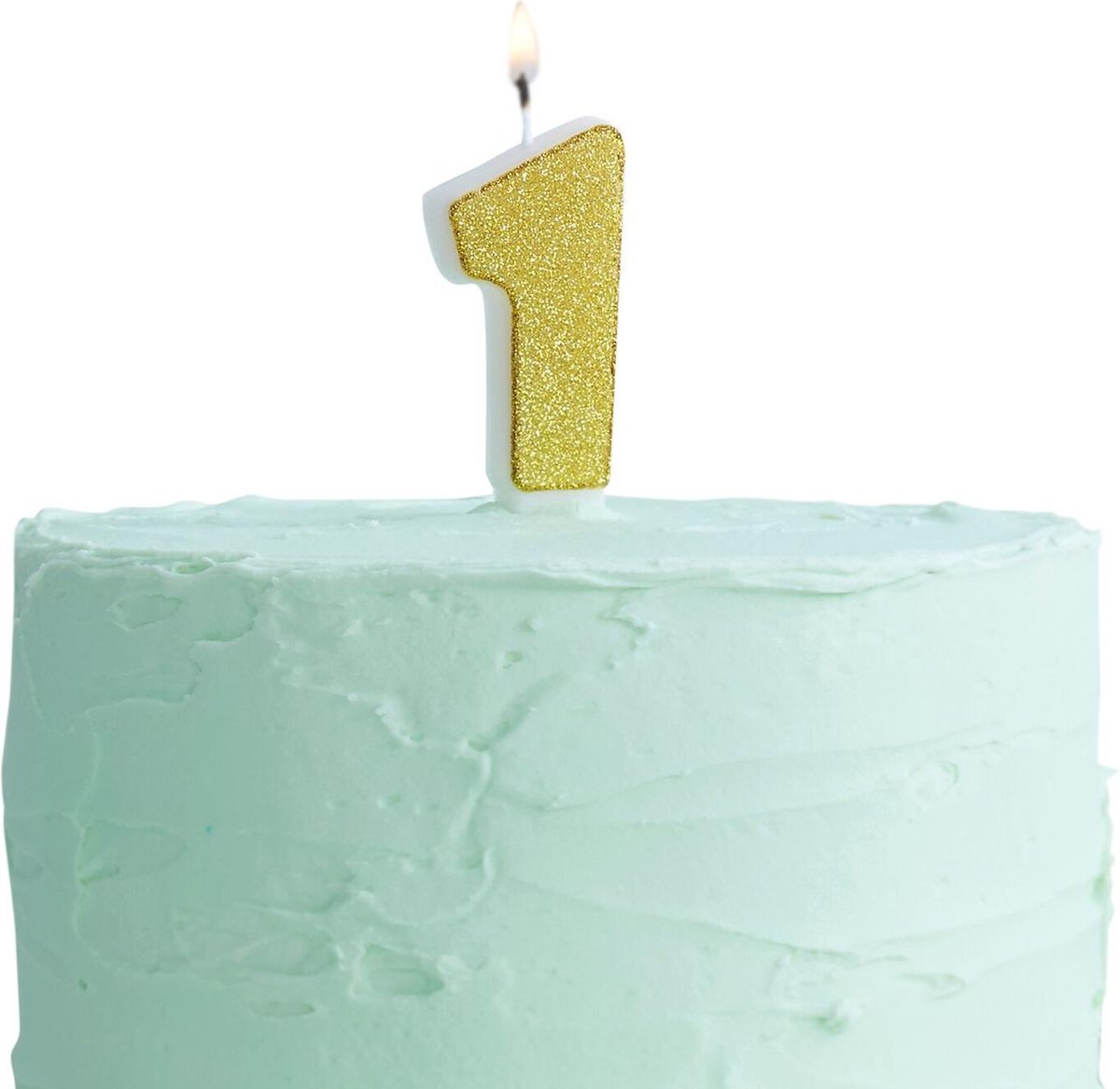 Glitter kaars goud - cijfer 1- eerste verjaardag |