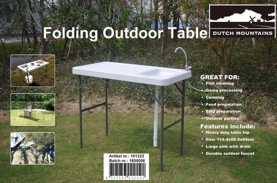 vrede toewijding De gasten Dutch Mountains - Camping/Outdoor tafel met gootsteen en kraan - 115 x 59  cm | bol.com