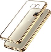 Hoesje geschikt voor Samsung Galaxy S6 Edge - Siliconen Gouden Bumper Electro Plating met Transparante TPU Hoesje (Gold Silicone Hoesje / Cover)