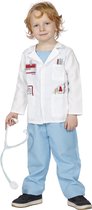 Wilbers - Dokter & Tandarts Kostuum - Dokter Met Stethoscoop Kinderarts - Jongen - blauw,wit / beige - Maat 140 - Carnavalskleding - Verkleedkleding