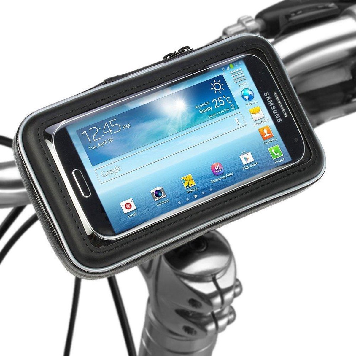 Waterdichte Fietshouder voor alle Telefoons van 5.0 tot 6.3 inch – Waterproof en Dustproof Bike Mount Holder – Fiets Stuur Houder voor onder andere Samsung Galaxy S5 (Neo) / S6 (Edge) (Plus) / S7 (Edge) / A3 A5 / A7 (2017) / J3 J5 J7 (2016)