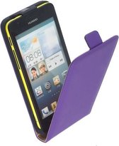 Lelycase Lederen Flip case case Telefoonhoesje - Huawei Ascend G525 Paars