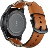 SmartphoneClip® Leren bruin stitched bandje geschikt voor Samsung Gear S3 & Galaxy Watch 46mm