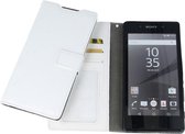 Sony Xperia Z5 Luxury PU Leather Flip Case With Wallet & Stand Function Wit White