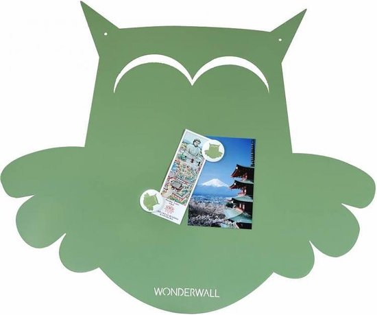 Magneetbord memobord wandbord Wonderwall "Uil" - groen 50x60cm - 100% made in belgium