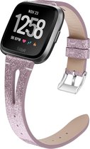 SmartphoneClip® Leer roze metallic Bandje geschikt voor Fitbit Versa (Versa 2, Versa Lite)
