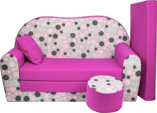 bunker Humoristisch Gelijkwaardig Kinder slaapbank set - logeermatras - sofa - 170 x 100 x 8 - slaapbank -  roze - poesjes | bol.com