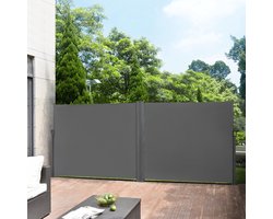 Dubbele oprolbare windscherm 1,8x6 m grijs