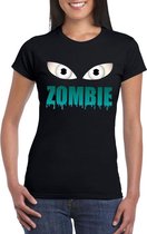 Halloween Halloween zombie ogen t-shirt zwart dames - Halloween kostuum XS