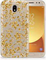 Geschikt voor Samsung Galaxy J5 2017 TPU Hoesje Design Gouden Bloemen