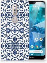 Nokia 7.1 Uniek TPU Hoesje Flower Blue