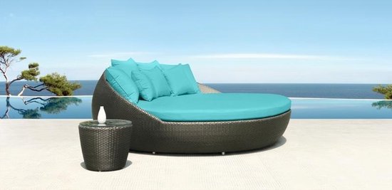 Bain de soleil Antibes marron avec coussins gris clair