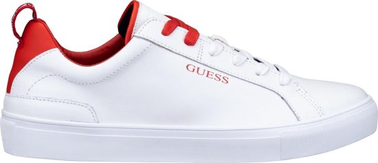 Guess Luiss Low H Heren Sneakers - Wit/Rood - Maat 42 | bol.com