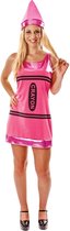 Kleuren Thema Kostuum | Roze Vetkrijtje Jurkje Crayon Vrouw | XL | Carnaval kostuum | Verkleedkleding