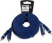 RCA Kabel - Tulp Kabel - Verguld - 2x Tulp - Dubbel Afgeschermd Audio Kabel - 5 meter- inclusief remote kabel - Blauw (CL195)