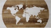 Houten wereldkaart - de wereld op hout - natural / wit - 140 x 80 x 4 cm