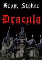 Boek "Bram Stoker's Dracula" met een gotisch kasteel en bloederige rode letters.