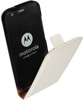 Motorola Moto G Lederlook Flip Case hoesje Wit