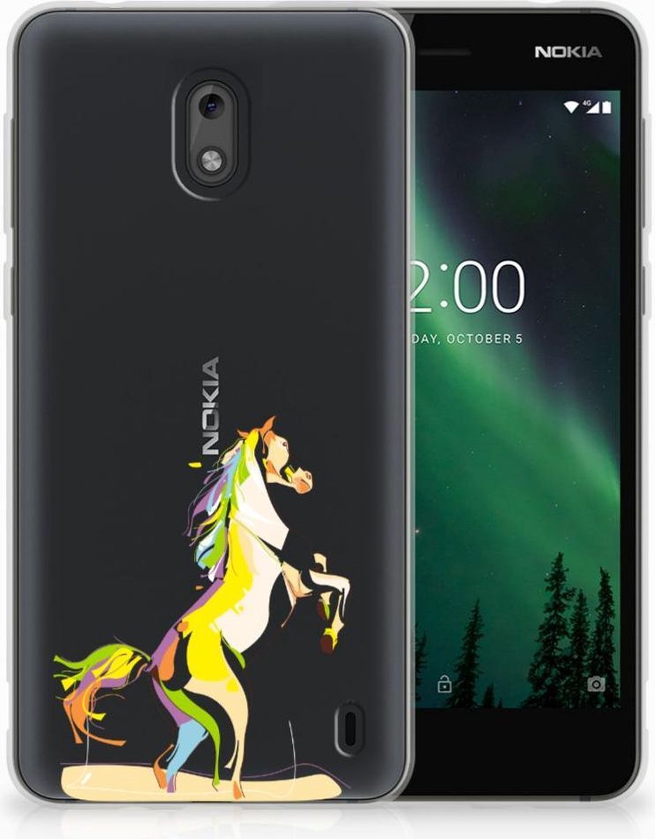 Back Cover voor Nokia 2 Telefoonhoesje met Naam Horse Color