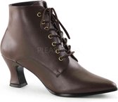 EU 38 = US 8 | VICTORIAN-35 | 2 3/4 Kitten Heel Front Lace Up Ankle Boot