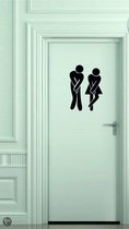 Muursticker of deursticker Toilet dame en heer M zwart 18x25 cm PAS OP VOOR NEP!!