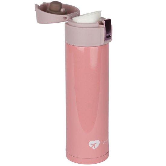 Travelsky Dubbelwandige Thermosfles - RVS - Cherry Pink