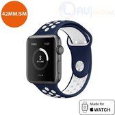 Sportbandje 42mm geschikt voor Apple Watch - SM - blauw + wit voor Series1, Series 2 en de Nike+ Editie