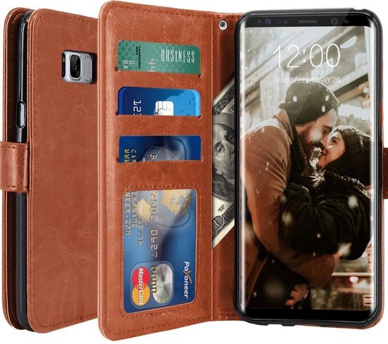 Samsung Galaxy S8 Plus Book PU lederen Portemonnee hoesje Book case bruin bol.com