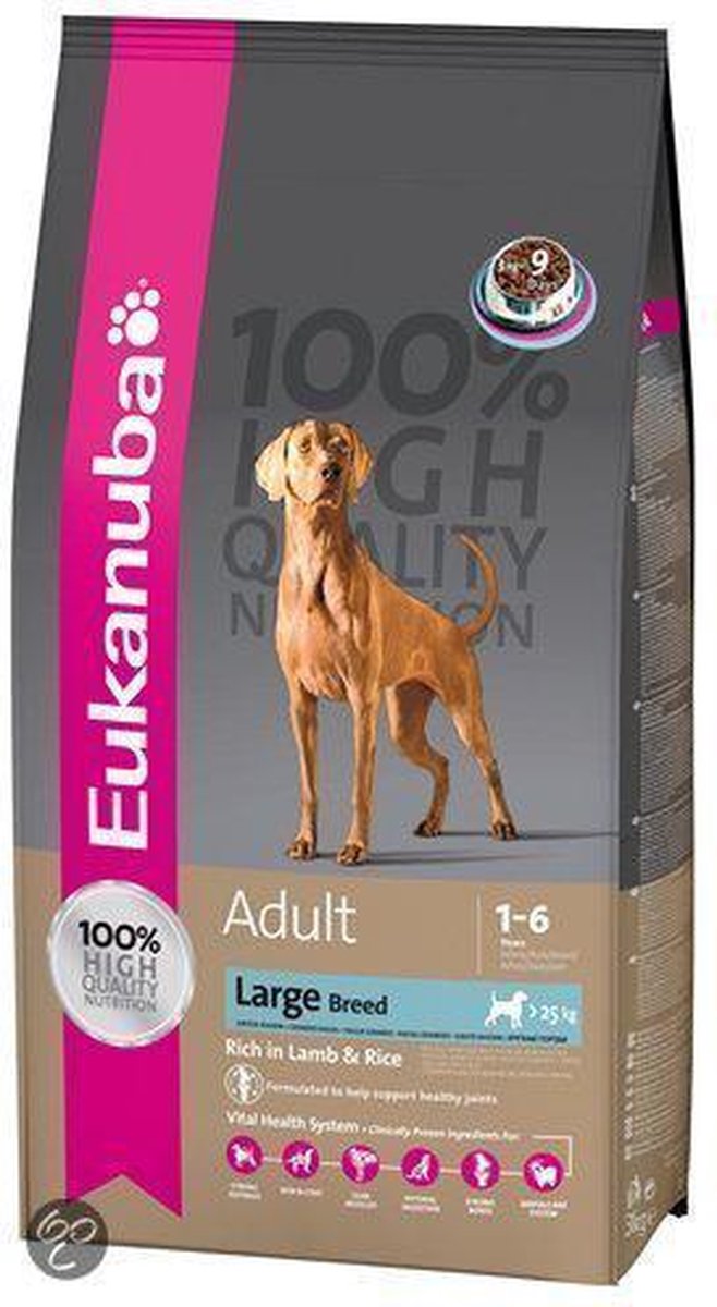 Eukanuba adult lamb&rice large grote rassen - 2 ST à 3 kg