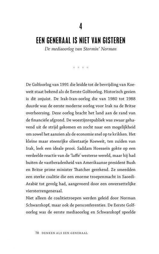 Pagina 78 van 'Denken als een generaal', met informatie over de Golfoorlog.