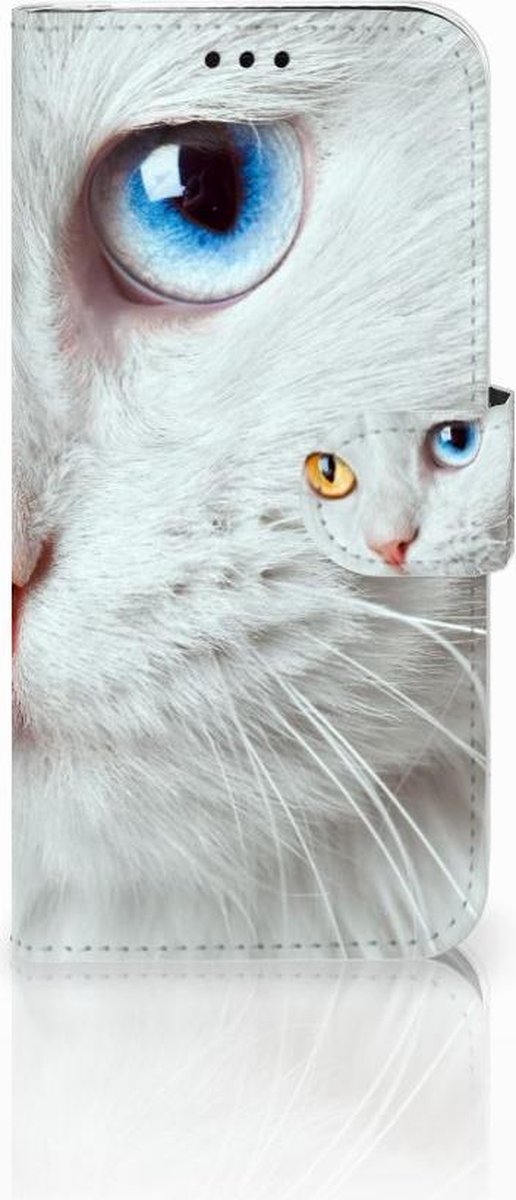 Boekhoesje voor Samsung Galaxy J5 2017 Telefoonhoesje met Pasjes Witte Kat