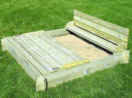 COSTWAY Zandbak met dak, zandbak met 2 zitbanken, uv-bescherming, zandbak voor tuin, 124 x 123 x 134 cm