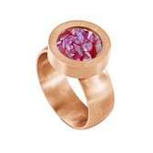 Quiges RVS Schroefsysteem Ring Rosékleurig Mat 16mm met Verwisselbare Roze Vlokjes Schelp 12mm Mini Munt