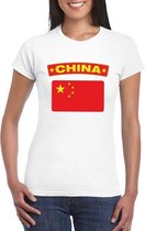 T-shirt met Chinese vlag wit dames XS