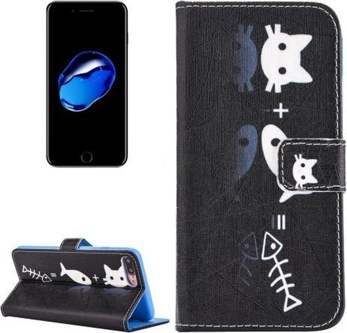 iPhone 7 Plus (5.5 inch) - Flip hoes, cover, case - PU leder - TPU - Kat en Vis