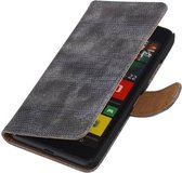 HTC One M9 Bookstyle Wallet Hoesje Mini Slang Grijs - Cover Case Hoes
