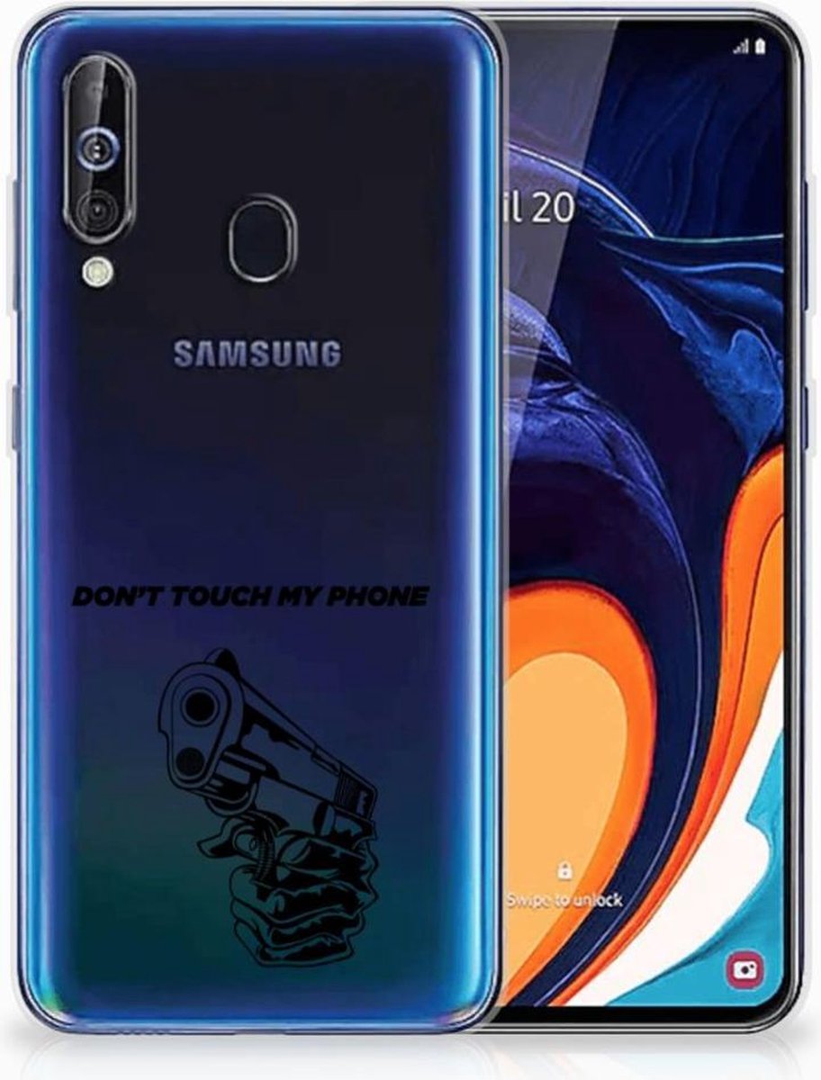 Samsung Galaxy A60 Silicone-hoesje Gun Don't Touch My Phone