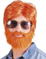 6 stuks: Pruik Dude met baard - Oranje