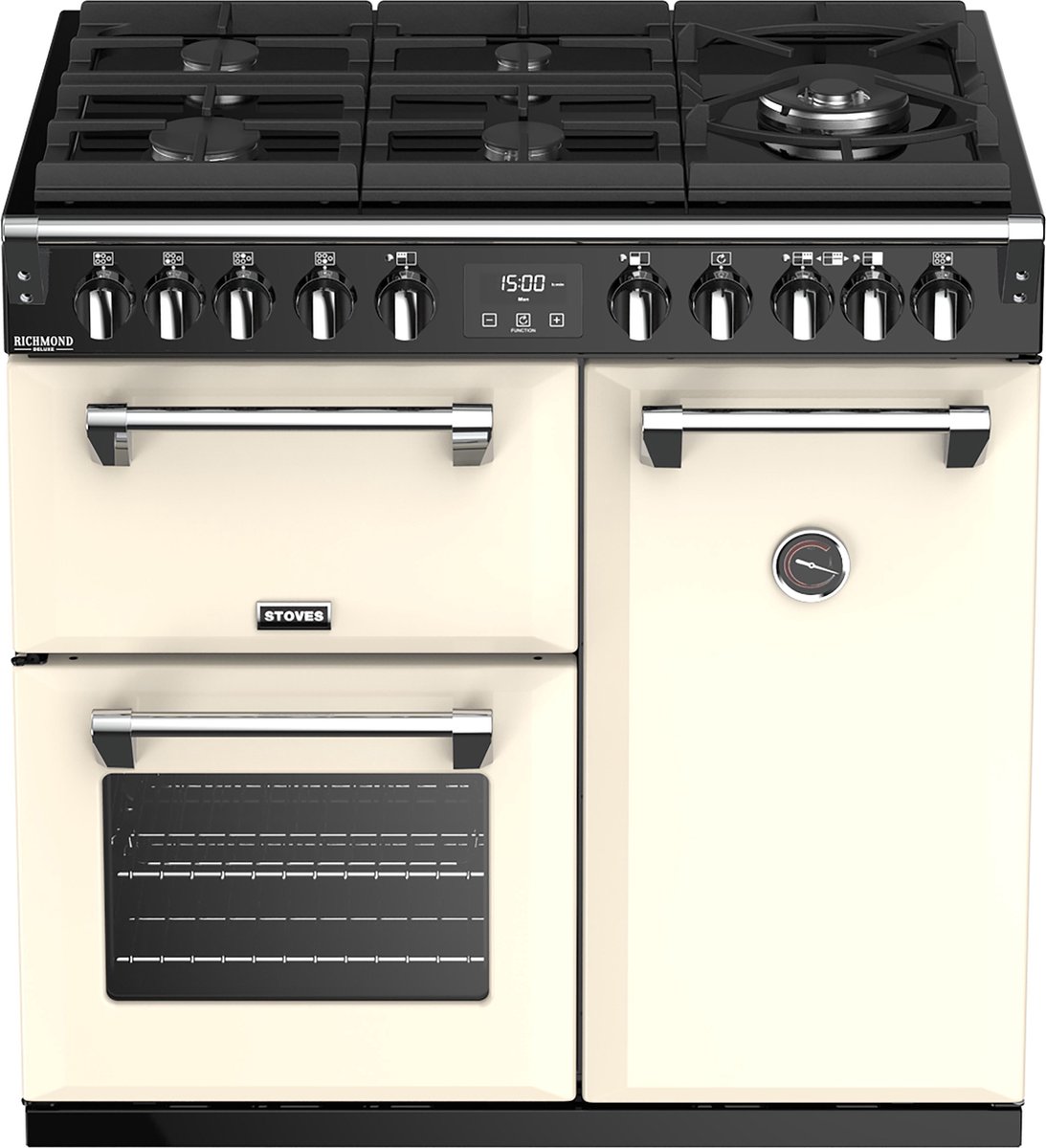 Stoves Richmond S900 DF GTG DeLuxe Range-fornuis Gaskookplaat Zwart, Crème A