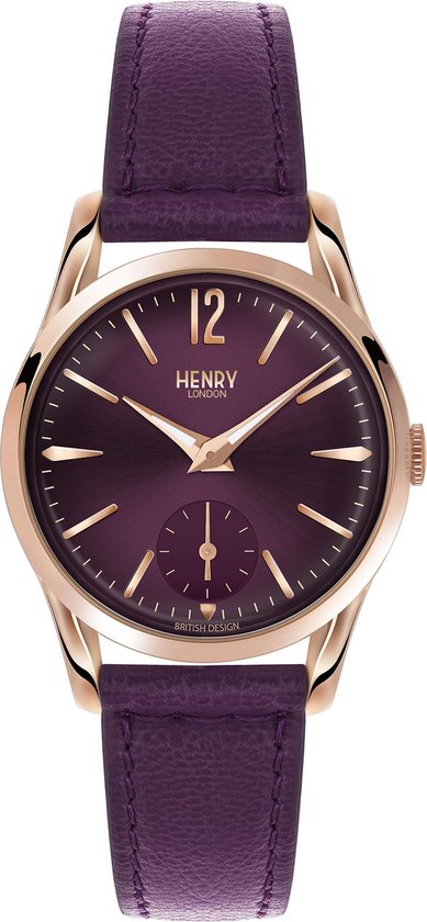Henry London HL30-US-0076 - Horloge - Leer - Paars - Ø 30 mm